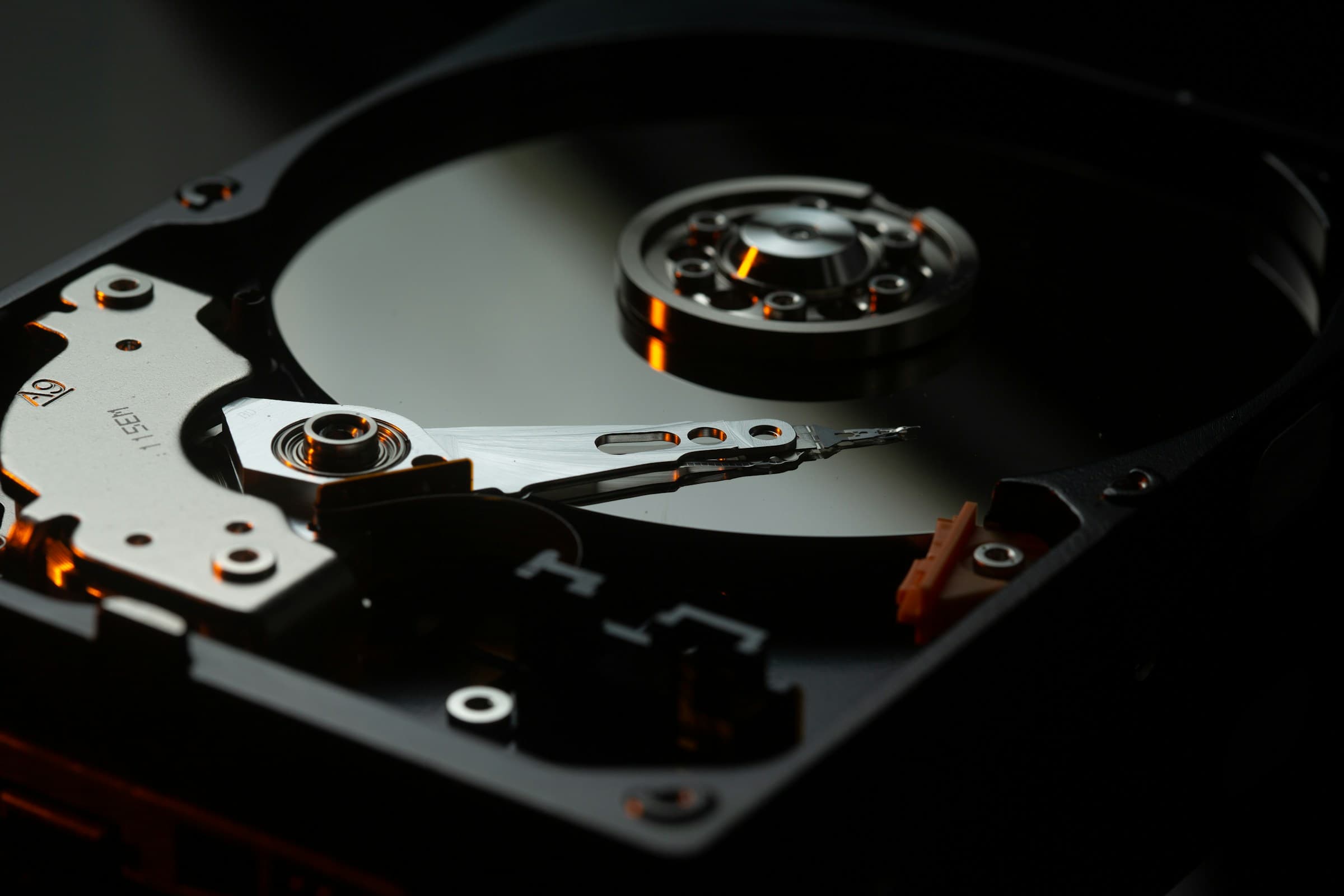 The platter of an open hard disk